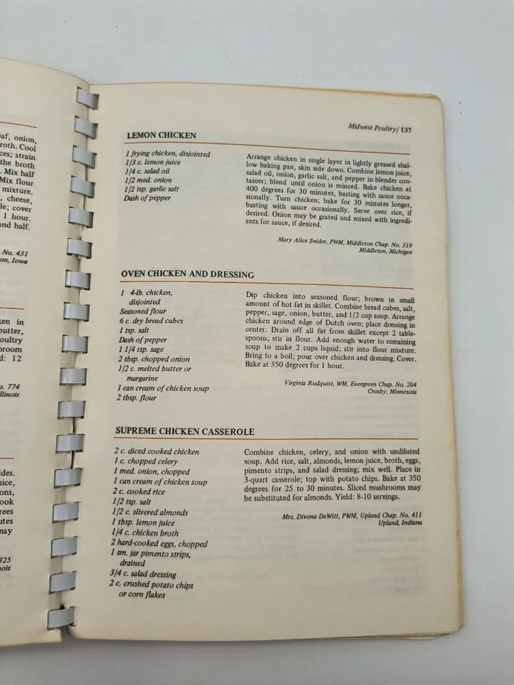 Favorite Eastern Star Recipes American Cooking 1971 Vintage Spiral-Bound Cookboo